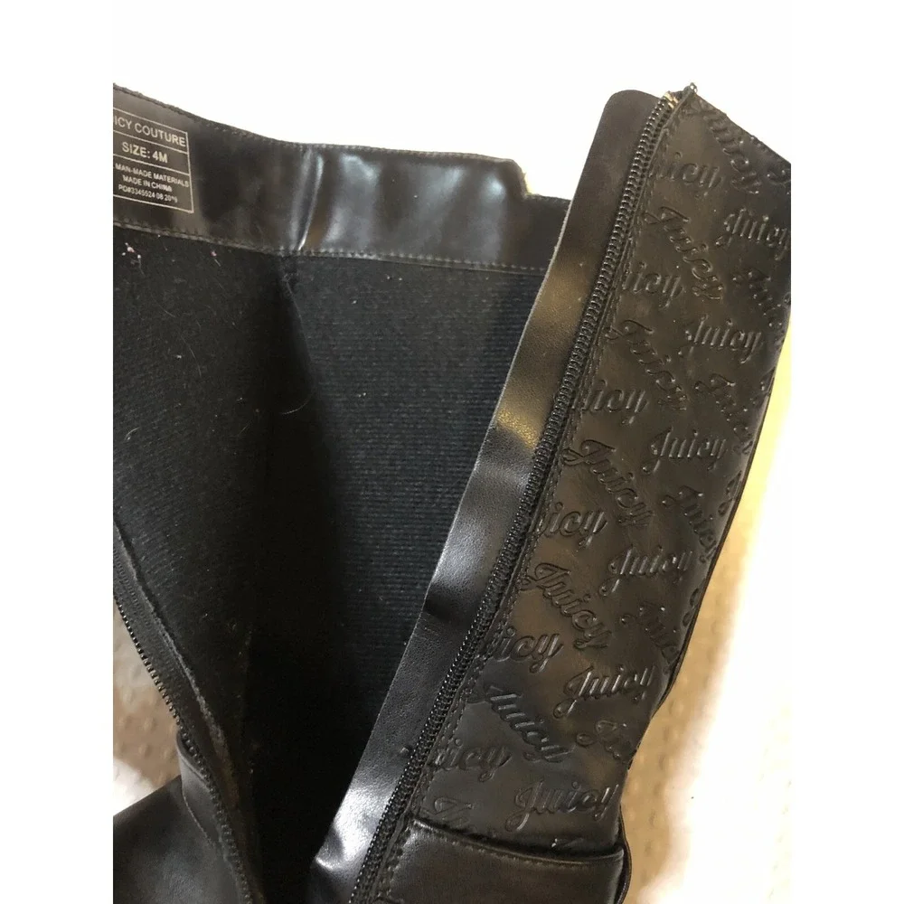 Juicy Couture Young Miss Girl Size 4 Boots Black Zip Up -12